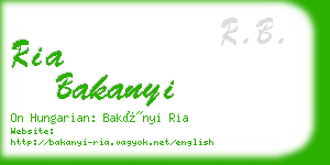 ria bakanyi business card